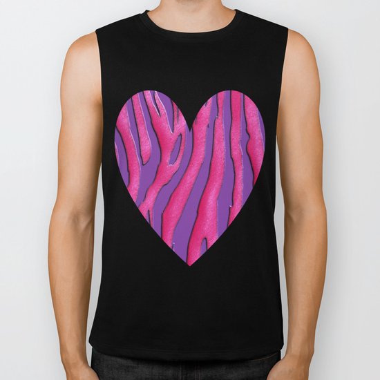 Bright Purple & Pink Zebra Print Biker Tank