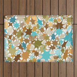 Abstract Starburst Mosaic // Turquoise, Caribbean Blue, Green, Brown // Digital Paint Splotches // V2 Outdoor Rug