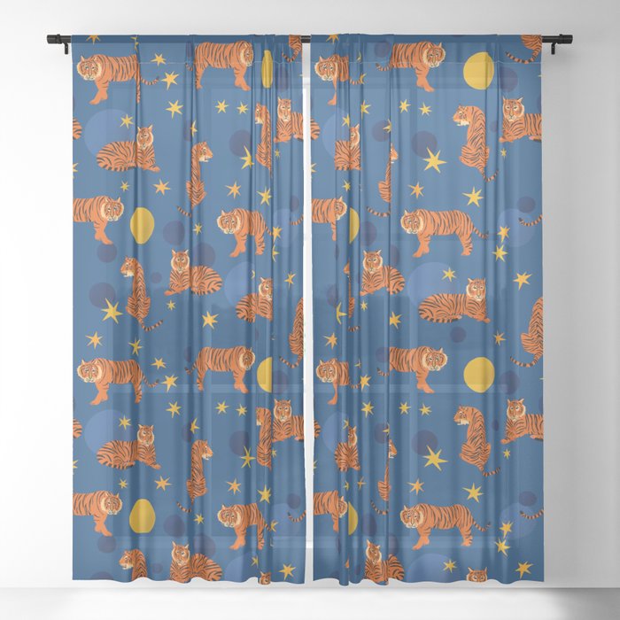 Cosmic Tigers Sheer Curtain