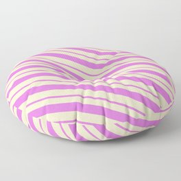 [ Thumbnail: Orchid & Bisque Colored Lines Pattern Floor Pillow ]