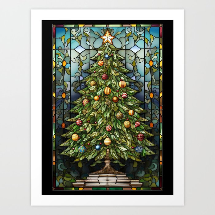 Christmas Tree Stained Glass  Art Print