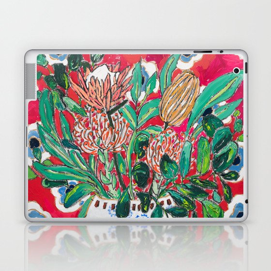 Rex Manning Day Red Floral Still Life with Lion Vase Laptop & iPad Skin