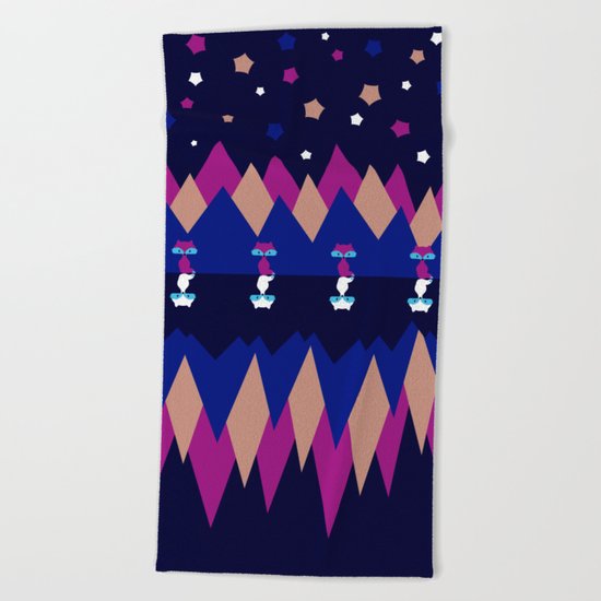 Foxes and shadows Beach Towel