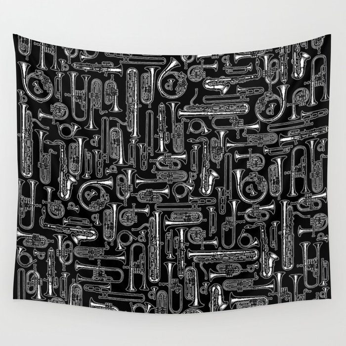 Horns B&W Wall Tapestry