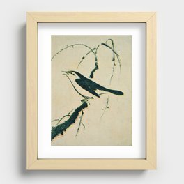 A singing bird - vintage Japanese prints Recessed Framed Print