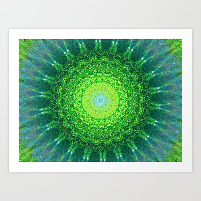 Glowing Green Ribbon Kaleidoscope Art Print
