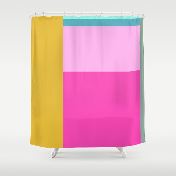 Geometric Bauhaus Style Color Block in Bright Colors Shower Curtain