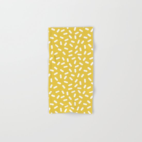 Somethin' Somethin' - yellow bright happy sprinkles pills dash pattern rad minimal prints Hand & Bath Towel