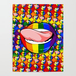LGBTQ Rainbow Lips Licker Poster