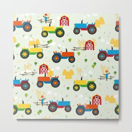Rows of Colorful Farm Tractors Metal Print