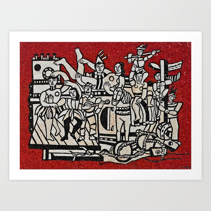 Grand Parade With Red Background Mosaic portrait by Fernand Léger Art Print