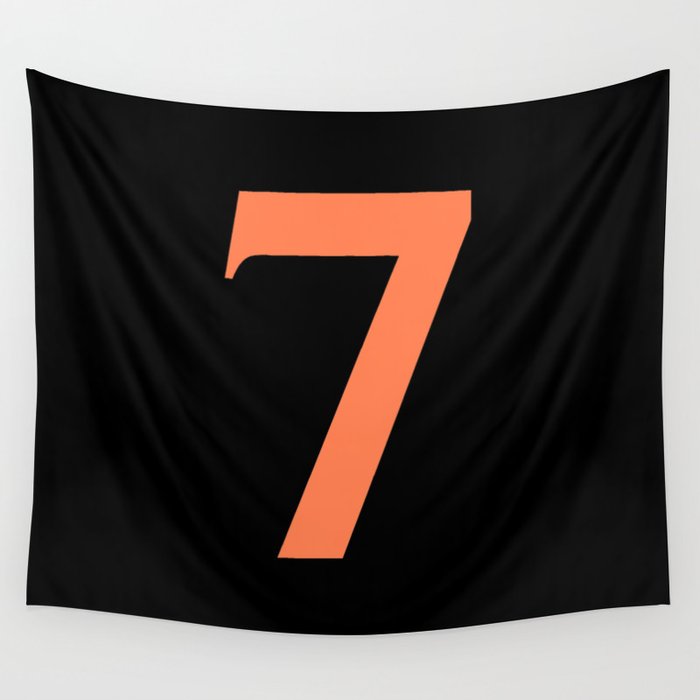 7 (CORAL & BLACK NUMBERS) Wall Tapestry