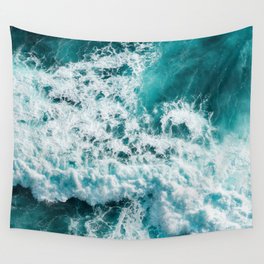 Turquoise Blue Ocean Waves Wall Tapestry