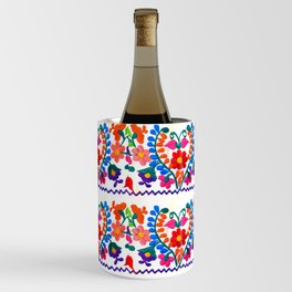 Mexican Red Blue Flowers  Wine Chiller