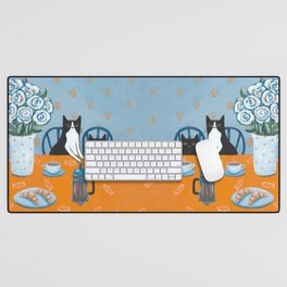 Cats and a French Press Desk Mat