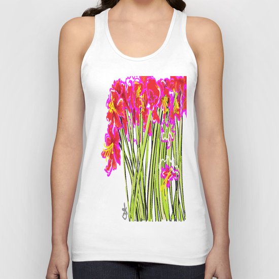 Red Flowers again, Hybiscus Unisex Tank Top