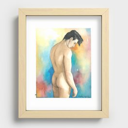 Male Nude Watercolor Recessed Framed Print