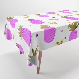 Watercolor pineapples - magenta and gold Tablecloth