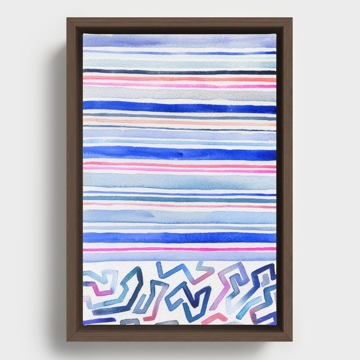 blue and pink lines N.o 3 Framed Canvas