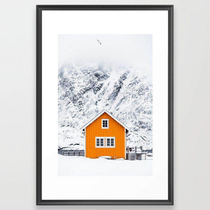Winter Cabin Art Print Framed Art Print