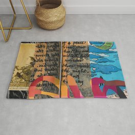 Worlds of Thought Rug | Typography, Mixed Media, Collage, Painting 