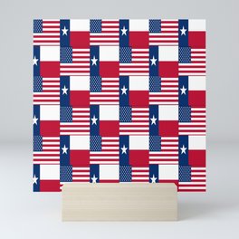 Mix of flag : Usa and Texas Mini Art Print