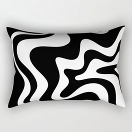 Liquid Swirl Abstract Pattern in Black and White Rectangular Pillow