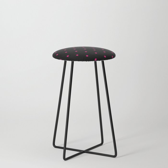Neon Pink And Black Magic Stars Collection Counter Stool