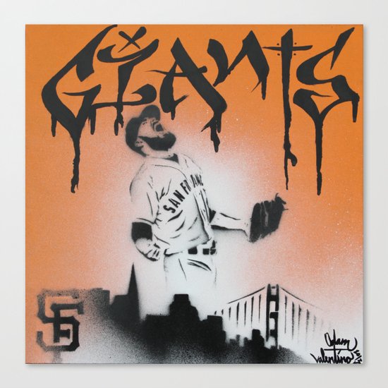 SF Giants Sergio Romo stencil painting print Canvas Print
