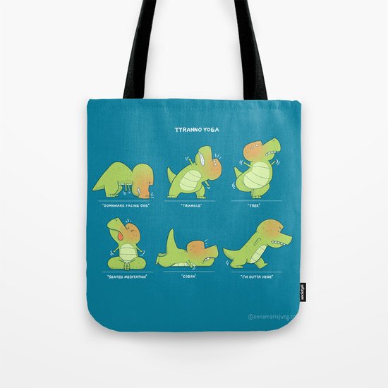 T-Rex Tries Yoga Tote Bag