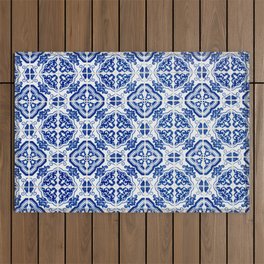 Mediterranean Tile Pattern Portuguese Azulejos Art Outdoor Rug