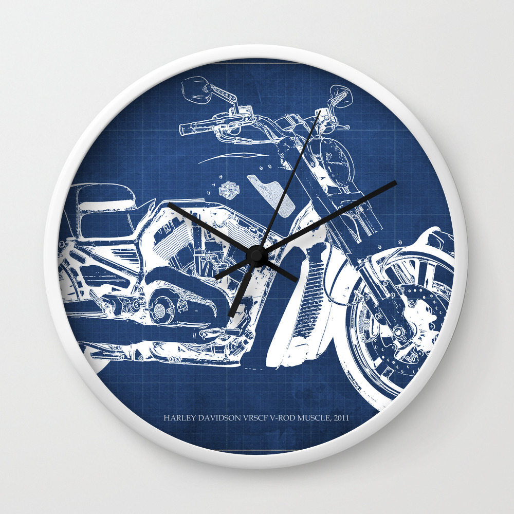 Blue Motorcycle Blueprint Hd Vrscf V Rod Muscle White Line Home