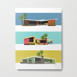 Mid Century Modern Houses 2 Metal Print | Illustration, Curated, Architecture, Vintage 