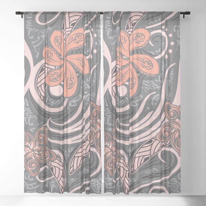 Polynesian Pink Tribal Print Sheer Curtain By Sunnthreads Society6