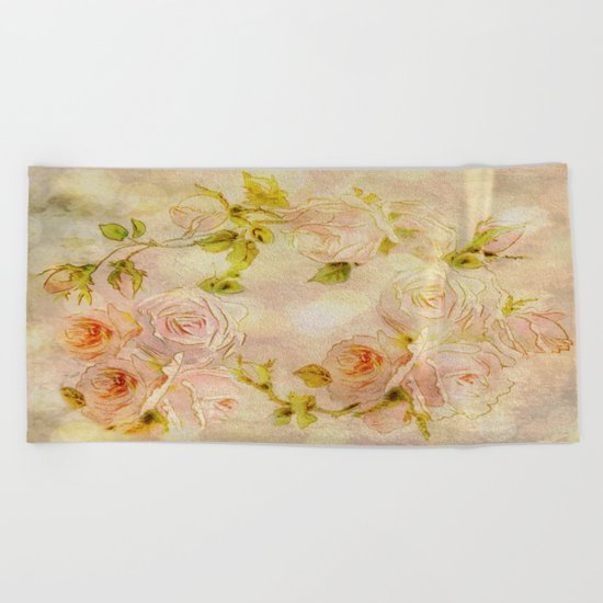 Pink Rose Fantasy Beach Towel
