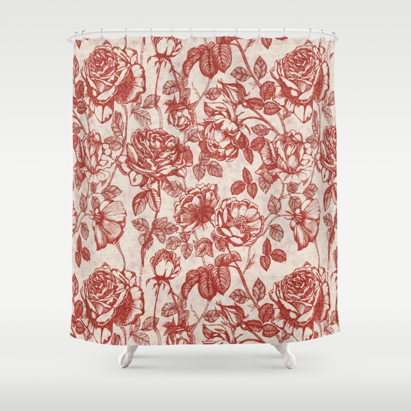 Toile De Jouy Roses Shower Curtain By Kirpa Society6