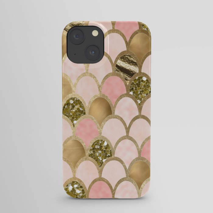 Rose gold blush mermaid scales iPhone Case