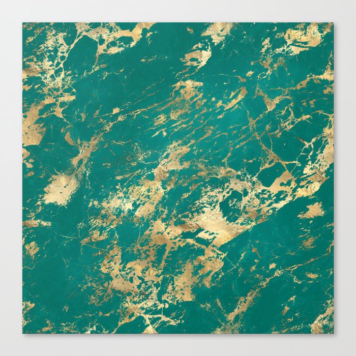 Teal & Gold Marble 06 Canvas Print