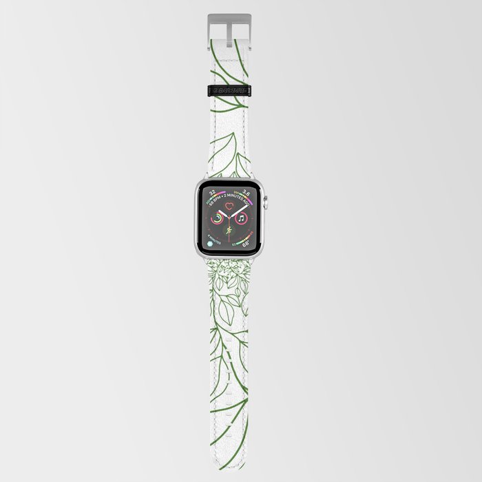 GREEN Leaves Outline Apple Watch Band