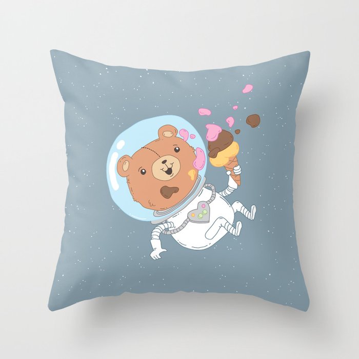 Space Bear Throw Pillow