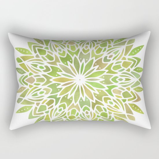 Mandala Desert Cactus Green Rectangular Pillow