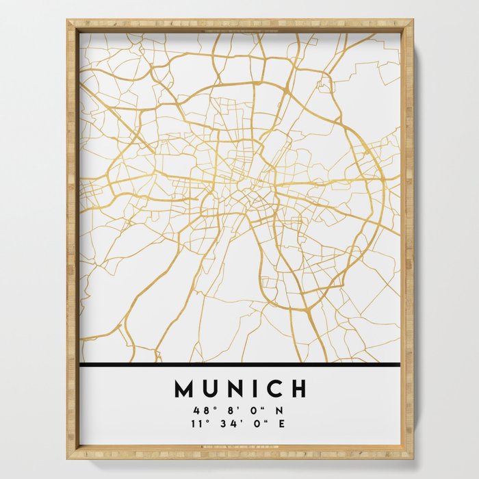 MUNICH GERMANY CITY STREET MAP ART Serving Tray