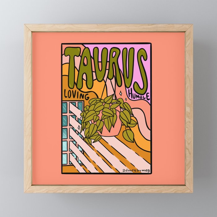 Taurus Plant Framed Mini Art Print