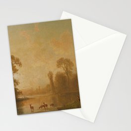 Twilight With Deer by Albert Bierstadt Stationery Card