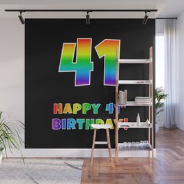 [ Thumbnail: HAPPY 41ST BIRTHDAY - Multicolored Rainbow Spectrum Gradient Wall Mural ]