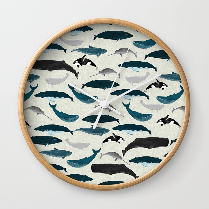 Whales and Porpoises sea life ocean animal nature animals marine biologist Andrea Lauren Wall Clock