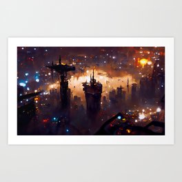 Postcards from the Future - Cyberpunk Cityscape Art Print