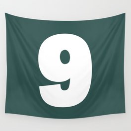 9 (White & Dark Green Number) Wall Tapestry