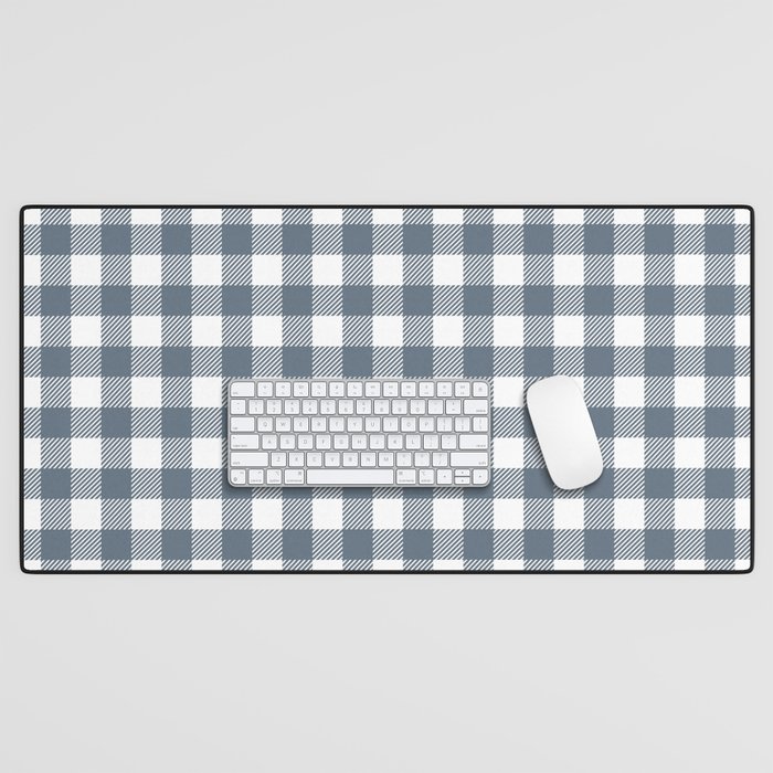 Plaid (slate gray/blue and white) Desk Mat