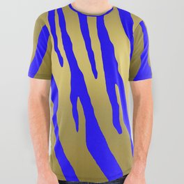 Gold Tiger Stripes Blue All Over Graphic Tee
